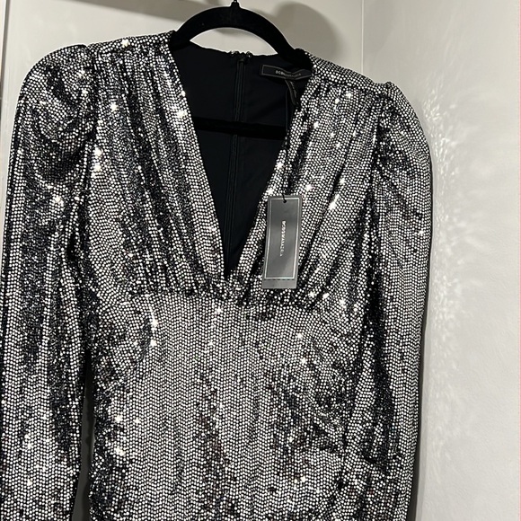 BCBG Maxazria Long Sleeve Metallic Cocktail Dress - Picture 6 of 9